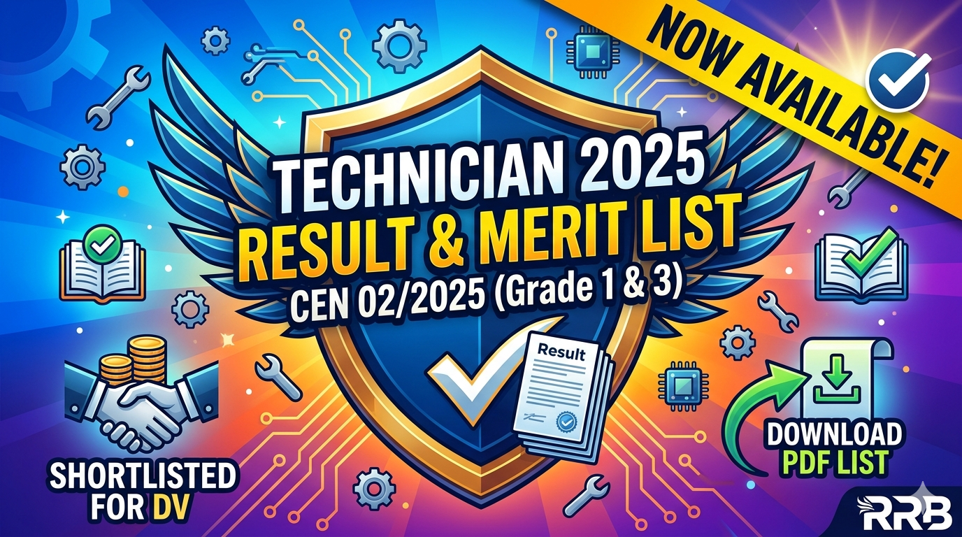 RRB Technician 2025 (CEN 02/2025) CBT result -Soon